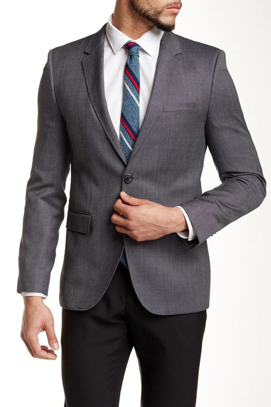 Hugo Boss mens Aeris Notch Lapel Two Button Wool Blazer $595 Sz 38R